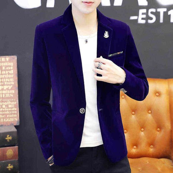 

luxury men's suits blazers spring and autumn golden korean casual busins handsome veet suit men's trend coat, White;black