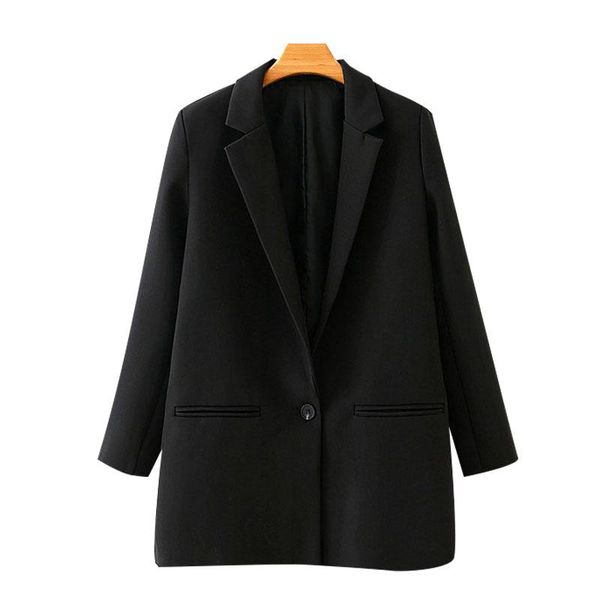 

women's suits & blazers ftlzz women casual fashion office wear single button coat vintage long sleeve pockets female outerwear chic ove, White;black