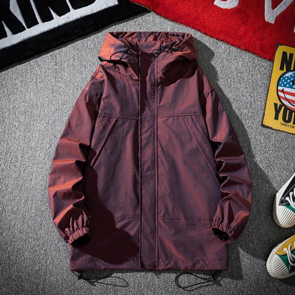 

men's jackets 2021 jacket spring autumn colorful reflective handsome clothing trendy tooling brand top, Black;brown
