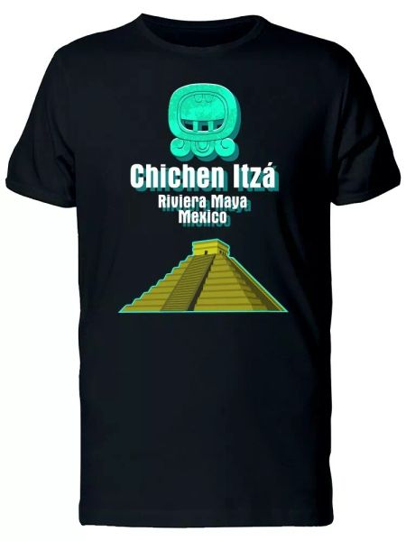 

illustration of chichen itza men's tee -image by shutterstock, White;black