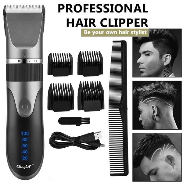 

ckeyin professional hair clipper ceramic blade rechargeable beard trimmer men's barber electric cutting machine low noise 220119