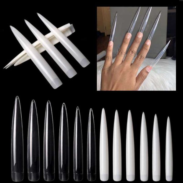 

false nails 50packs x 12pcs xxl extra long stiletto super cusp french salon nail tips clear color a0066, Red;gold