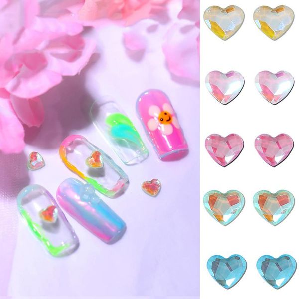 

nail art decorations 10pcs heart jewelry 6x6.5mm gems peach shap nails japanese style manicure, Silver;gold