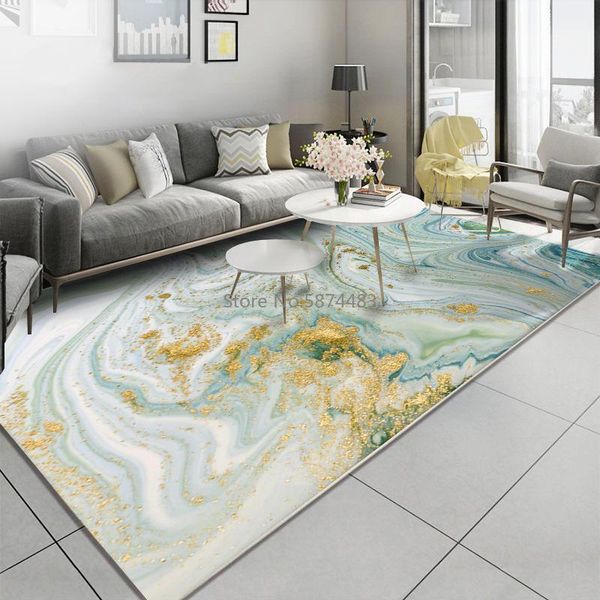 

carpets 200*300cm nordic style abstract stone pattern light green gold bedroom living room crystal velvet floor mat carpet customization