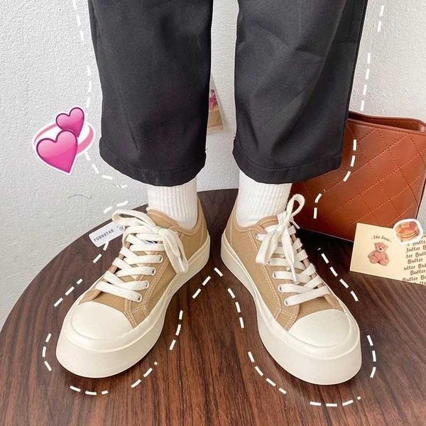 

2021 sneakers women's platform korean canvas sports shoes vulcanize casual flat spring running harajuku rubber athletic basket y0907, Black
