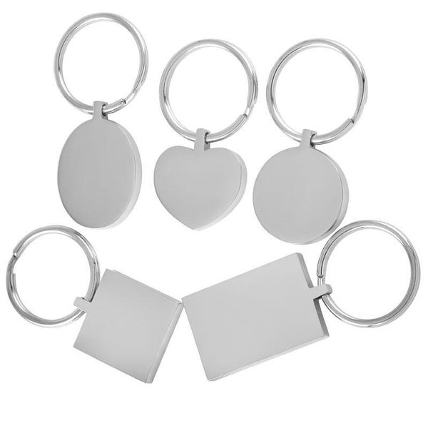 

stainless 50pcs/lot high steel polished blank keychain rectangle engravable solid dog tag keyring factory pric