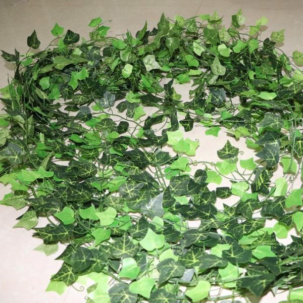 

2.4m artificial leave garland fake green leaf ivy vine plant wall hanging wedding party diy home garden decor decorative flowers & wreaths