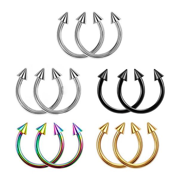 

316l stainless steel labret lip piercing horseshoe nose septum ring circular ear piercings lips nipple eyebrow lobe body piercing jewelry fo, Black