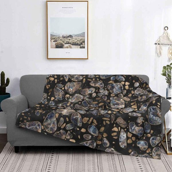 

blankets terrazzo - marble and gold air conditioning blanket fashion soft golden pattern stone marbled