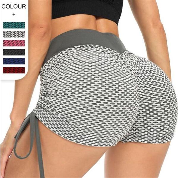 

yoga outfit 2021 sports high waist leggings tight wrinkled hip shorts women stretch running fitness biker mujer