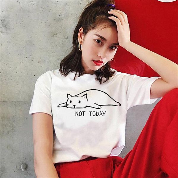 

female not today printed cartton mens t shirts tee kawaii casual tees short sleeve summer for men outfits, White;black