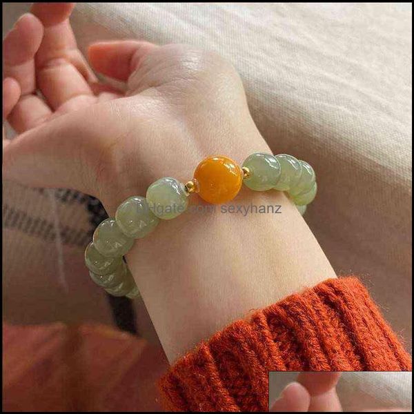

link, chain bracelets jewelry natural an jade clear water old with honey wax transfer beads mens and womens fashion fresh single ring bracel, Black