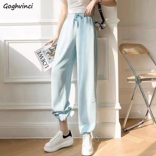 

women's pants & capris women all-match female straight trousers drawstring harajuku loose college ulzzang basic simple daily soft trend, Black;white