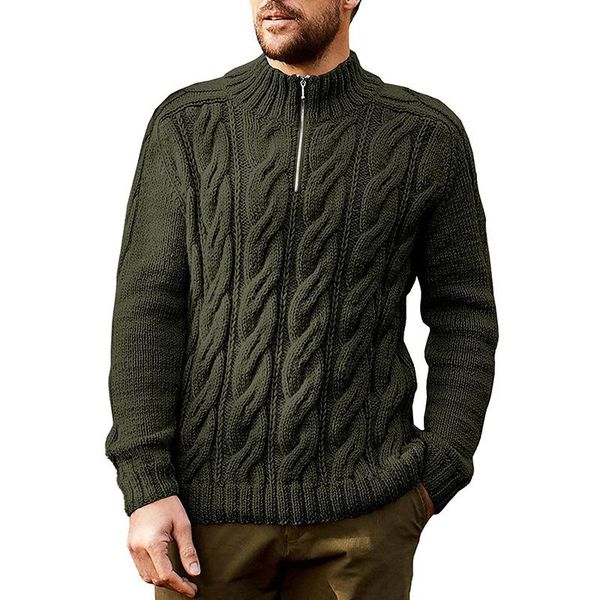 

men's sweaters autumn winter sweater solid color half high neck zipper long-sleeved european american fashion clothing, White;black