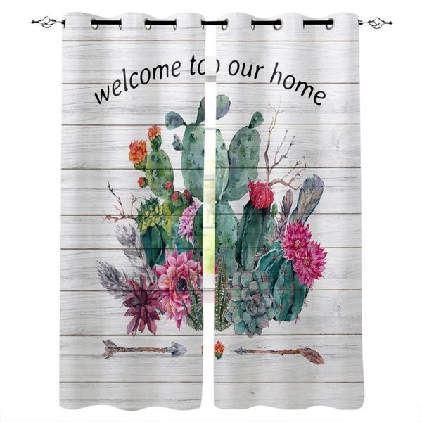 

tropical plants cactus vintage wood grain window curtains kitchen bedroom items door home for living room curtain & drapes