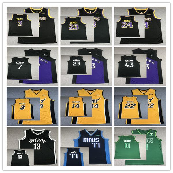 

mens 43 siakam 3 wade 22 butler basketball jersey 2021/22 14 herro 77 doncic 0 tatum 13 harden 23 vanvleet 7 lowry jerseys, Black;red