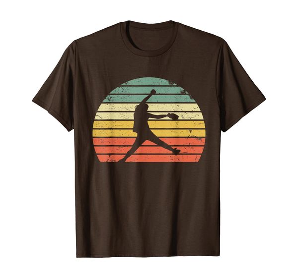 

vintage softball shirt girl pitching silhouette retro sunset, White;black