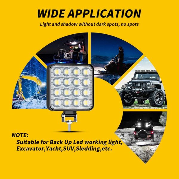

working light 3030 led square work 6000k aluminum + auxiliary car headlights