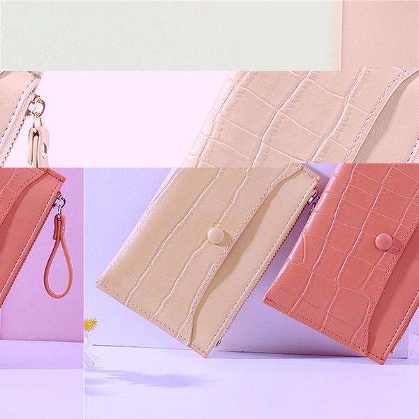 

card holders stone pattern mini women holder cute credit id zipper slim wallet case pu leather change coin purse girl, Brown;gray