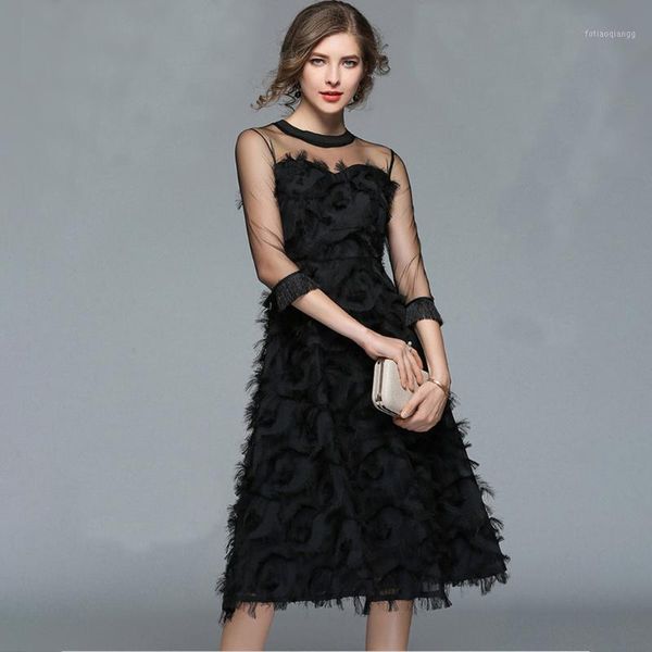 

men's jackets o neck lace patchwork party dresses black women long sleeve chiffon dress 2021 autumn elegant christmas clothing#j30, Black;brown