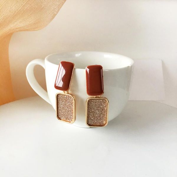 

dangle & chandelier bilandi fashion jewelry drop earrings design geometric golden plating red enamel glitter for women gifts, Silver