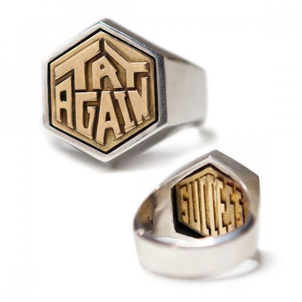 

cluster rings men's classic fashion jewelry with hexagonal engraved golden letter ring, Golden;silver