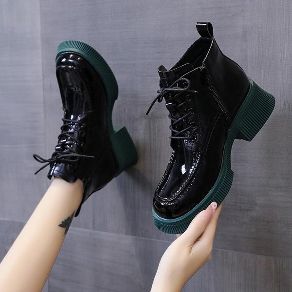 

boots women plus size 2021 fashion snow boot for winter shoes ankle lacing warm plush insole woman, Black