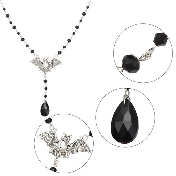 

chains gothic style jewelry accessories halloween chocker for women/men sweater chain necklaces bat pendant long, Silver