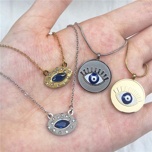 

bohemian multi-layer necklace for women gold color moon star demon eye pendants necklaces 2021 vintage chokers collar wholesale pendant, Silver