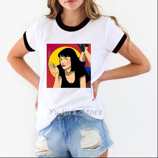 

funny plus size smoking women t shirt vogue camiseta mujer aesthetic clothes haut femme harajuku ulzzang, White