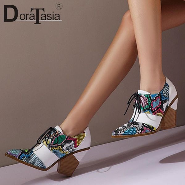 

dress shoes doratasia 2021 spring brand high square heels pumps cool mixed-color party women fashion pointed toe woman, Black