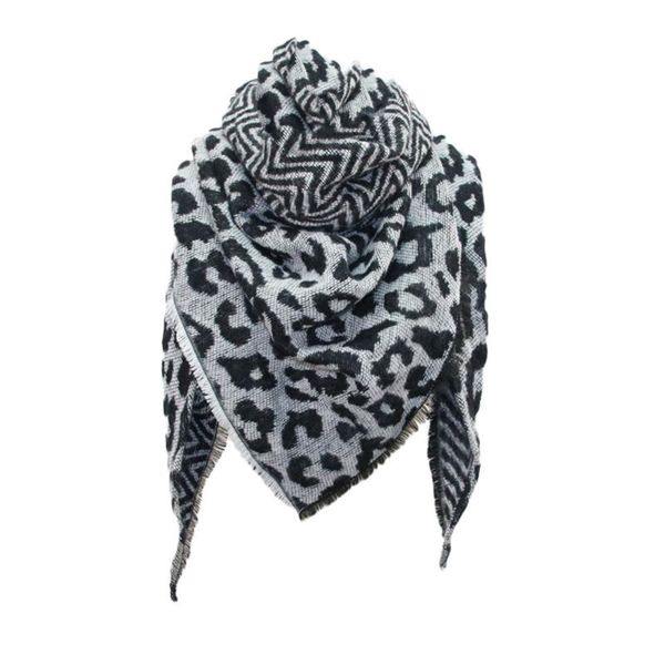 

scarves women winter warm scarf leopard print long wrap shawl fringe crumple scarfs breathable windproof neckerchief, Blue;gray