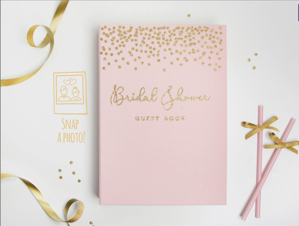 

personalized bridal shower guest book - pink with gold glitter foil gift custom hen party other event & supplies