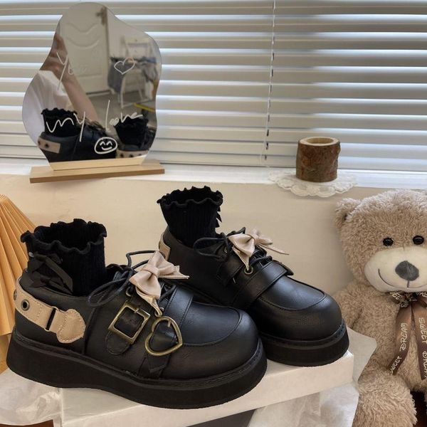 

dress shoes japanese school uniform jk student girls women kawaii lolita soft girl round toe platform mary jane, Black