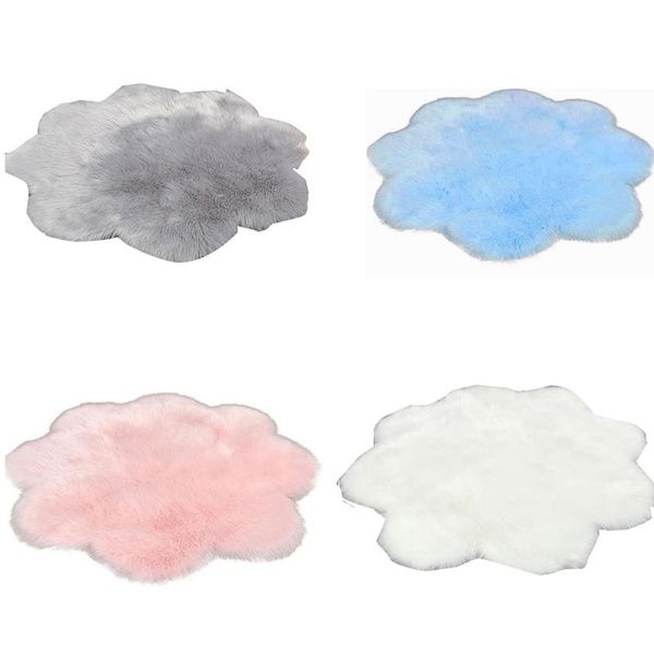 

carpets simple petal-shaped plush bedroom bedside floor mat qx2e
