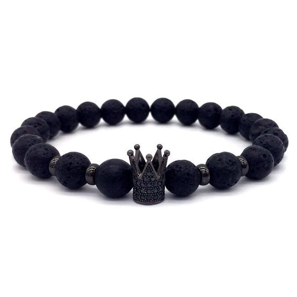 

charm bracelets trendy lava stone pave cz imperial crown and helmet bracelet for men or women jewelry pulseira hombres, Golden;silver