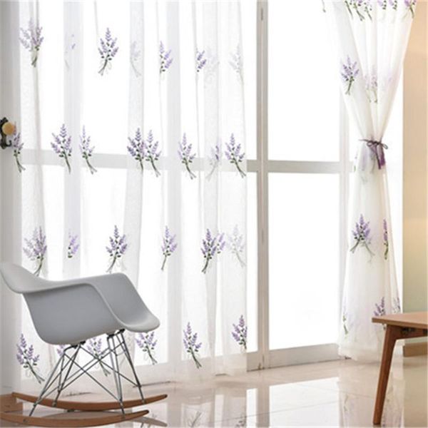 

curtain & drapes purple lavender tulle window curtains for girls living room bedroom pink embroidered flower sheer drape custom made