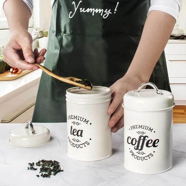 

vintage wrought iron coffee sealed handy suger tea storage container pots cookie packaging case sealing jar bottles & jars