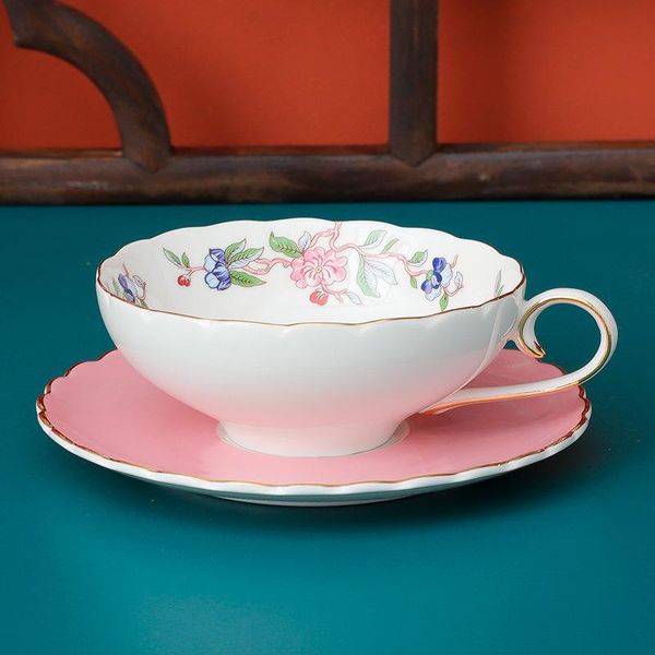 

mugs european style light luxury gold lace coffee cup afternoon tea home set bone china and saucer