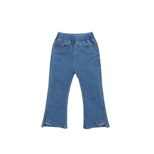 

jeans long trousers girls autumn split flared pants spring and korean style foreign children p5687, Blue