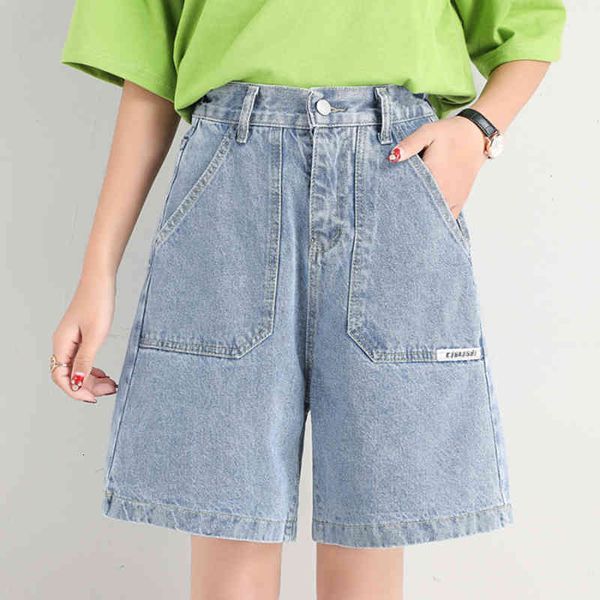 

shorts plus size woman wide leg denim short pants jeans shorts high waisted bermuda femme pocket casual bf clothing, White;black