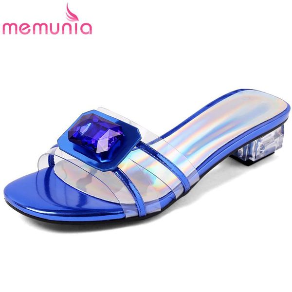

dress shoes memunia 2021 women sandals genuine leather summer crystal elegant fashion square heels prom woman, Black