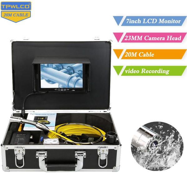 

pipe pipeline surveillance video camera with dvr 20m cable 7 inch monitor drain sewer industrial inspection ip cameras