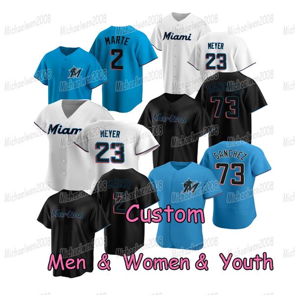 

23 corey dickerson 2021 baseball jersey jorge guzman jazz chisholm garrett cooper jazz chisholm anthony bass paul campbell adam cimber ross, Blue;black