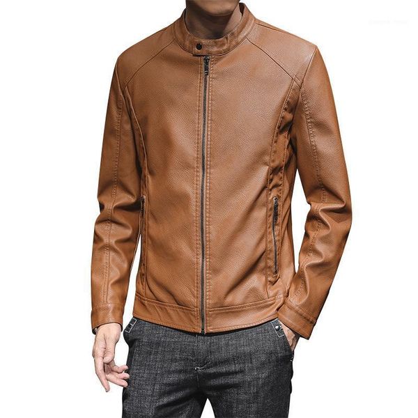 

men's fur & faux 2021 spring autumn thin section fashion casual solid color motorcycle male pu jacket coat leather men size 3xl, Black