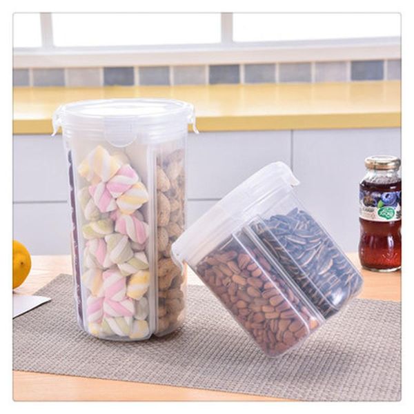 

storage bottles & jars transparent rotation tanks plastic grain conserved sealed cansdried boxes kitchen separated container