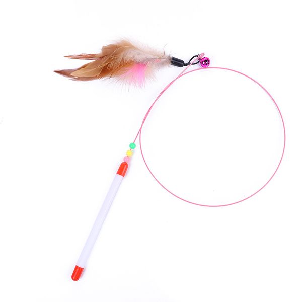 Divertenti giocattoli con bastoncini per gatti Gioca a giochi con animali domestici Gatti da addestramento in filo di acciaio di Feathers and Bells Pet Feather YHM766-ZWL