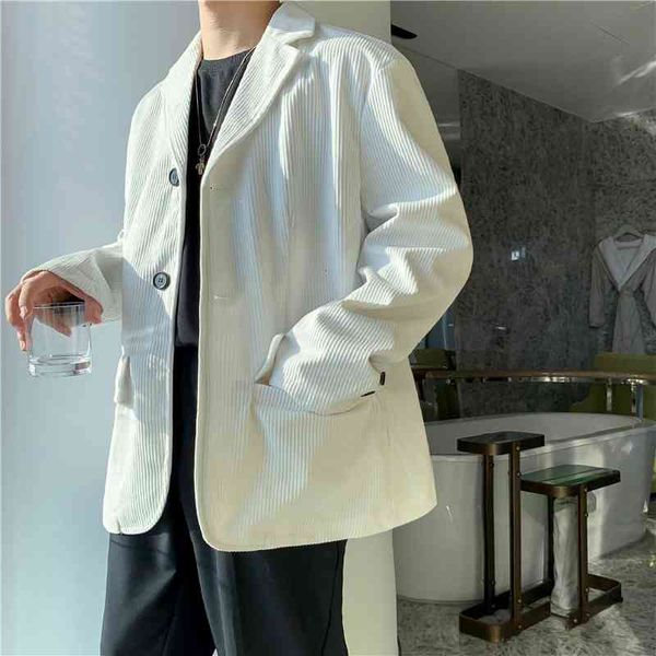 

men's suits & blazers luxury corduroy blazer winter fashion vintage jackets coats suit terno masculino q0g4, White;black