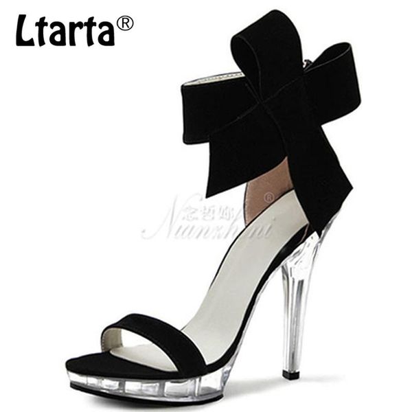 

sandals ltarta 20cm heels round suede bow tie buckle ultra-fine high heel package dress party women's lyp, Black