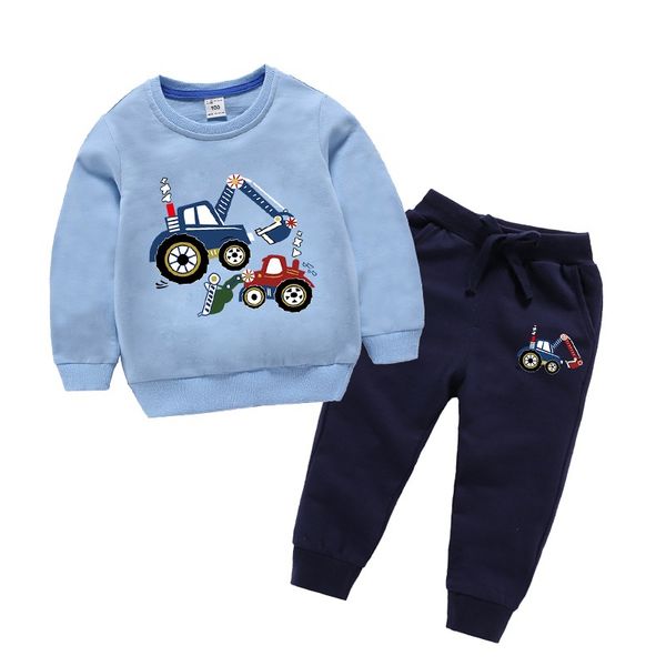 

spring autumn fashion baby cartoon pullover outwear suits for kids long sleeve sweatshirts + pants children clothes sets, White